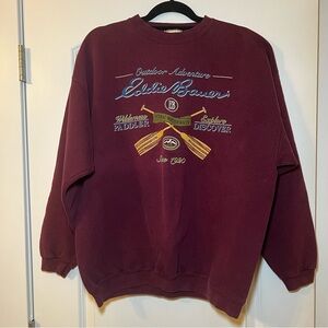 Vtg Eddie Bauer Sweatshirt Mens L Maroon Paddle Outdoor Kayak 90s Adventure USA